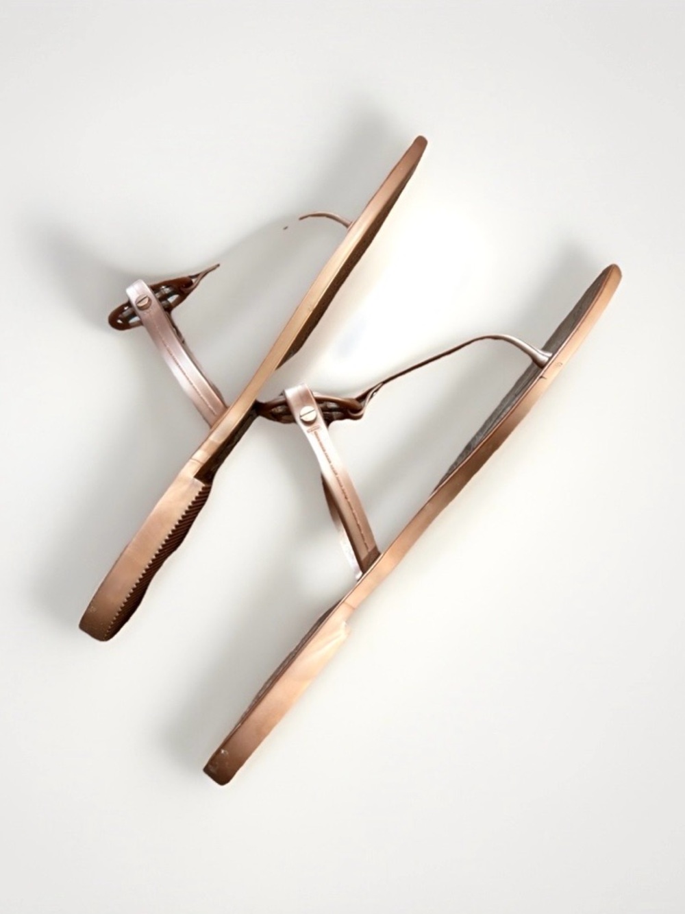 Tory Burch Mini Miller Jelly Sandals Rose Gold Size 7 Flat Thong Slip-on Shoes - Picture 12 of 16